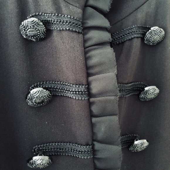 Black Chiffon Trim Military-Style Jacket (8) - Picture 5 of 8